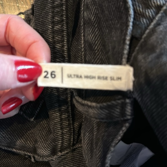 PacSun Black Ultra High Waisted Slim Fit Jeans Distressed Ripped Black Size 26 - Picture 4 of 4